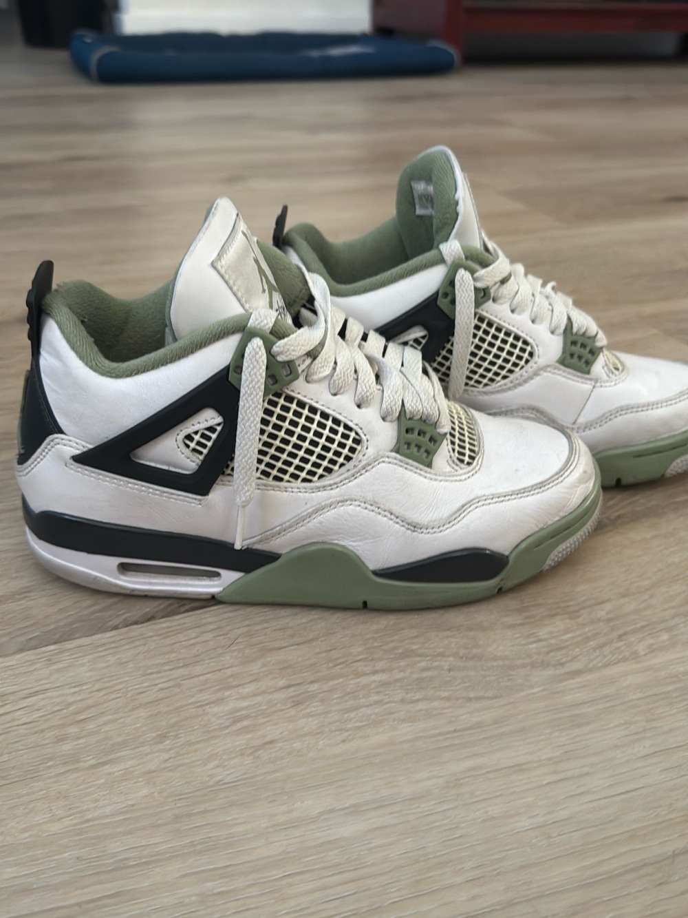 Jordan Men’s White and Olive Green Basketball Sneakers